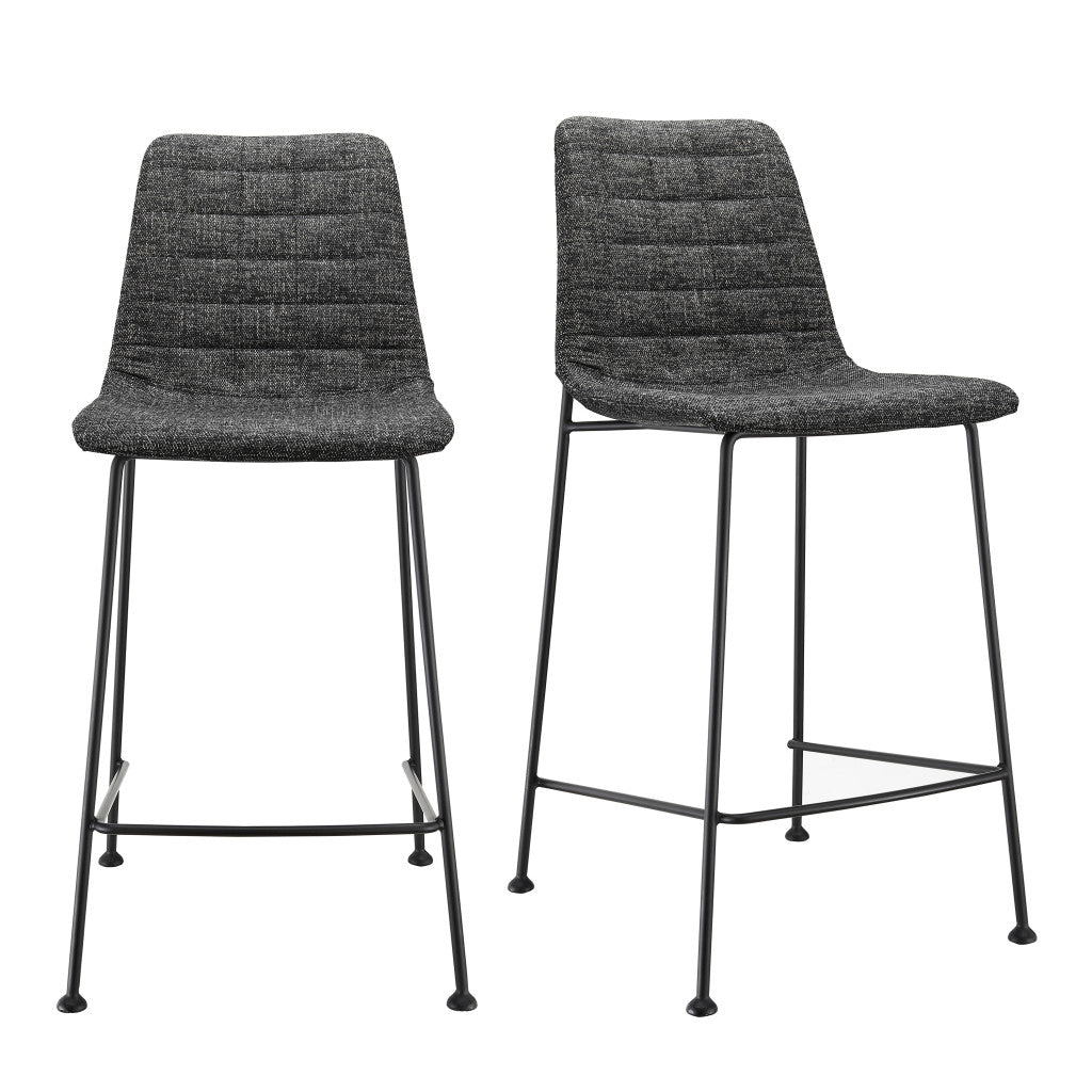 Set of Two 26" Black Steel Low Back Counter Height Bar Chairs