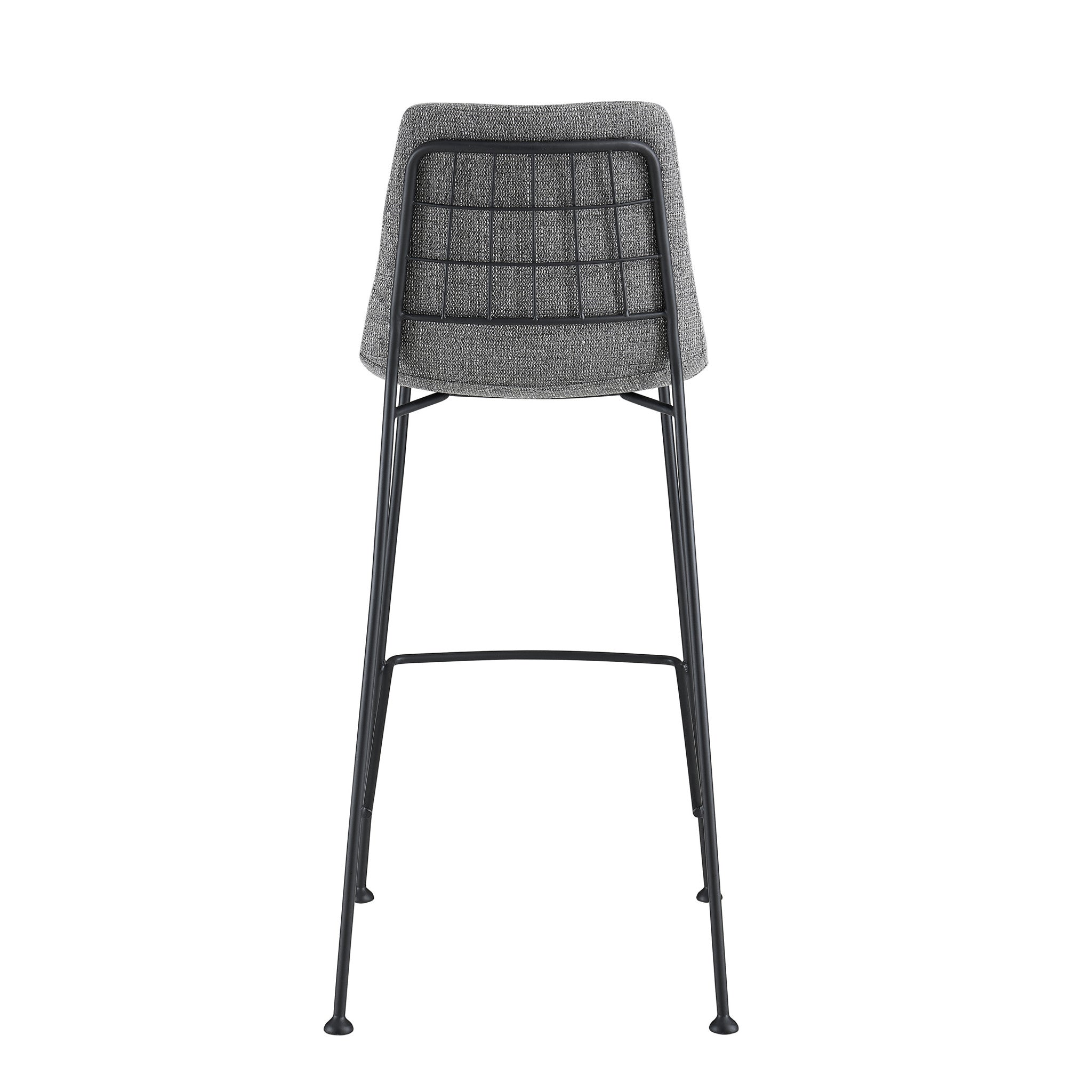 Set of Two 30" Light Gray and Black Fabric and Steel Low Back Bar Height Bar Chairs