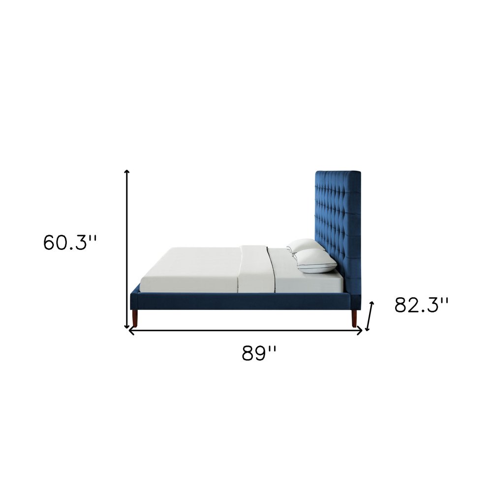 Gray Solid Wood King Tufted Upholstered Velvet Bed