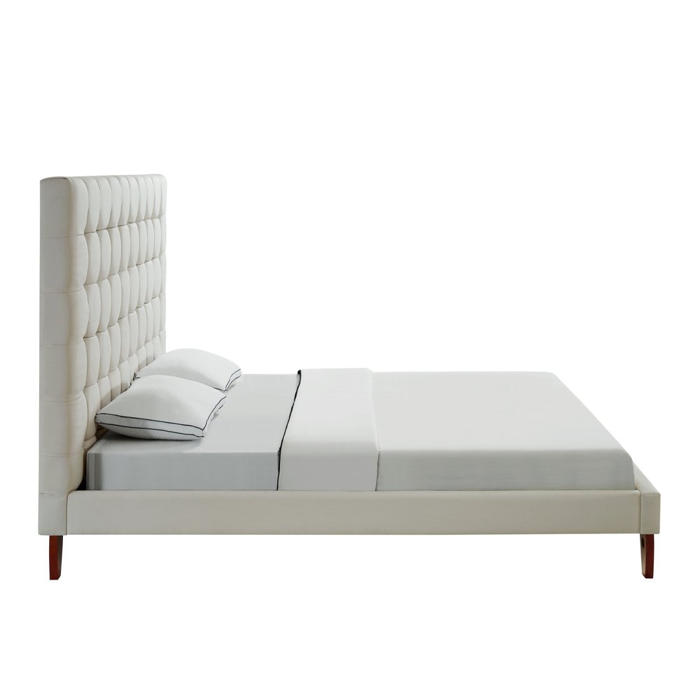 Gray Solid Wood King Tufted Upholstered Velvet Bed
