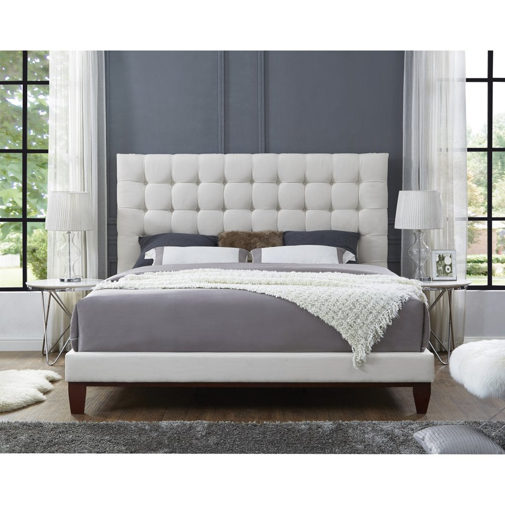 Gray Solid Wood King Tufted Upholstered Velvet Bed