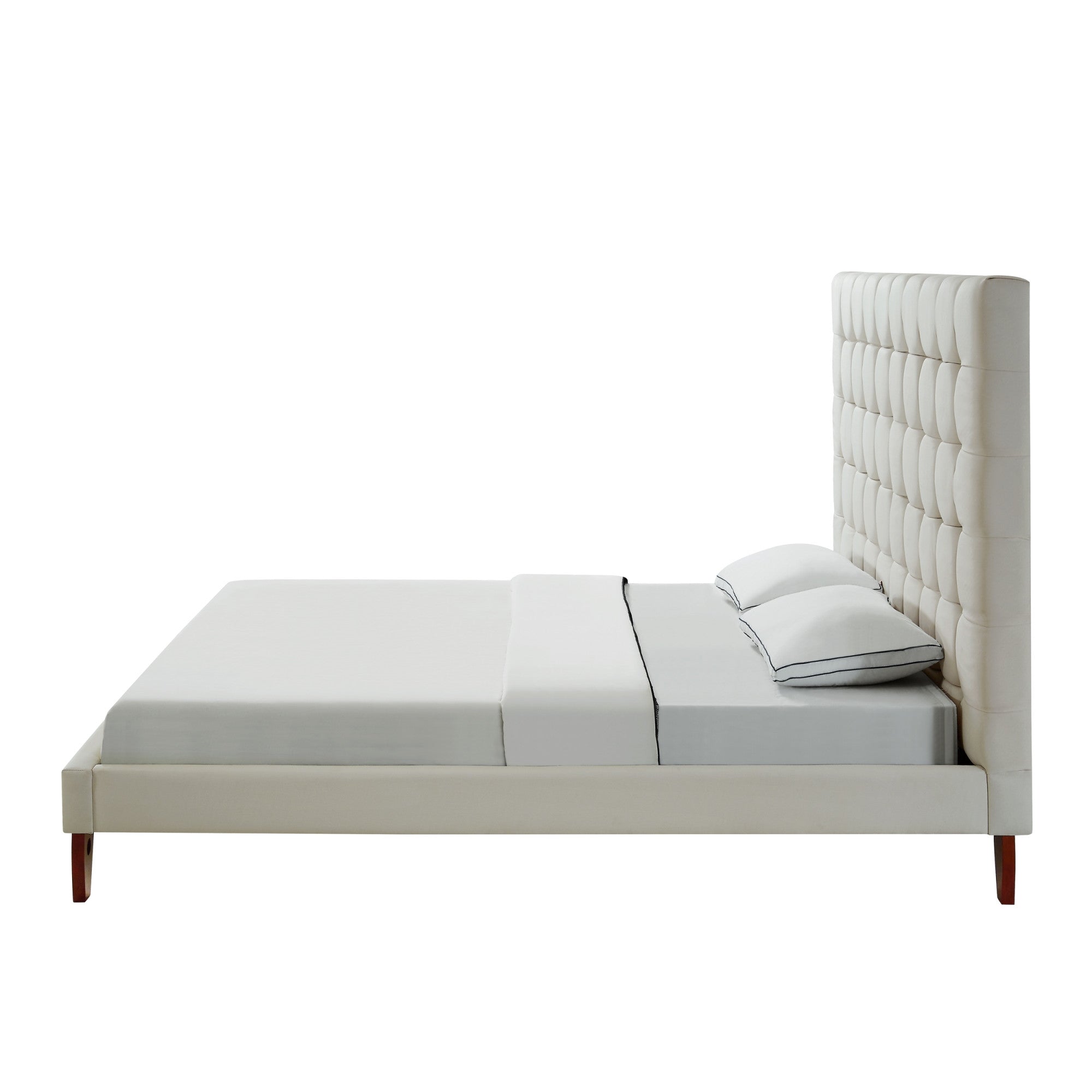 Gray Solid Wood King Tufted Upholstered Velvet Bed