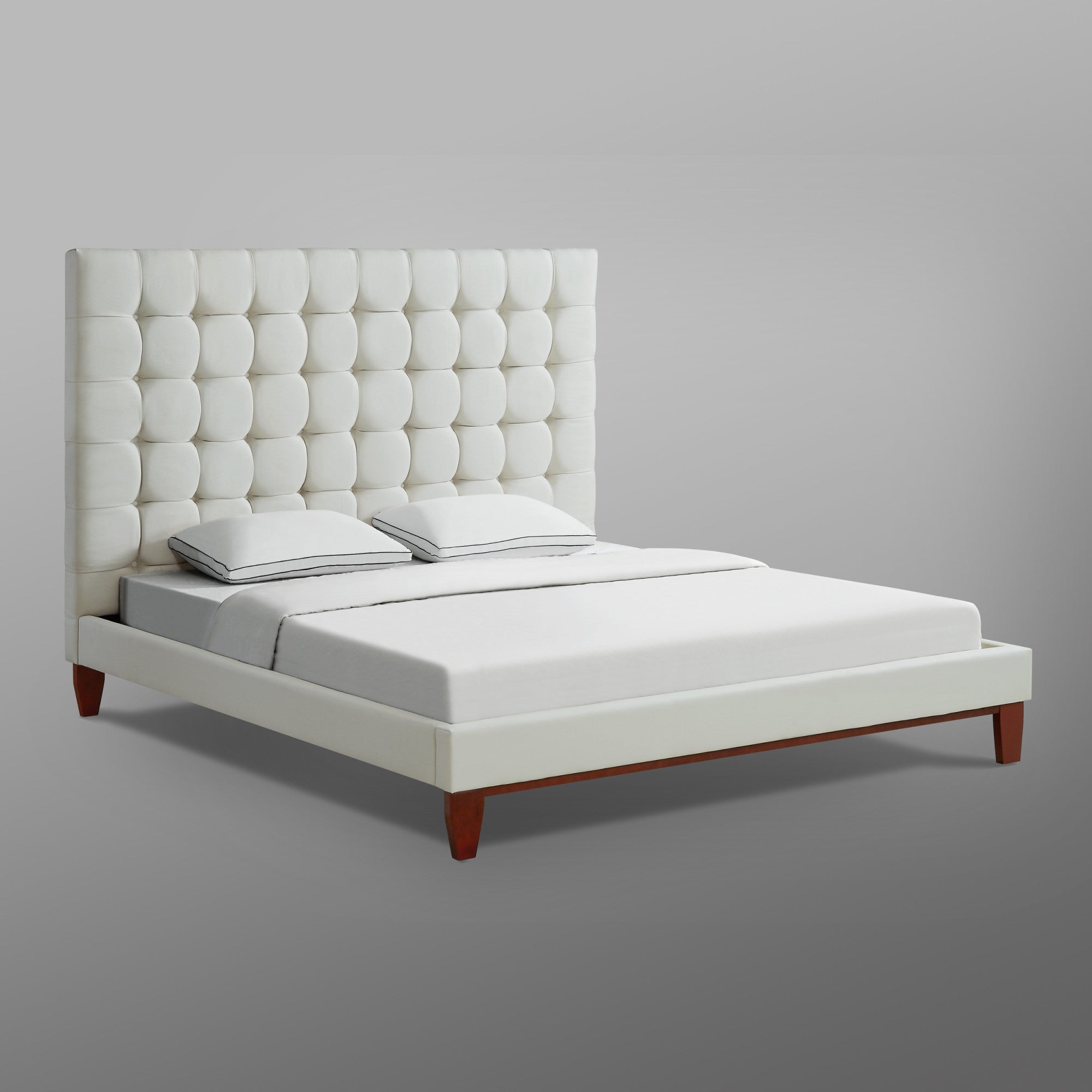 Gray Solid Wood King Tufted Upholstered Velvet Bed