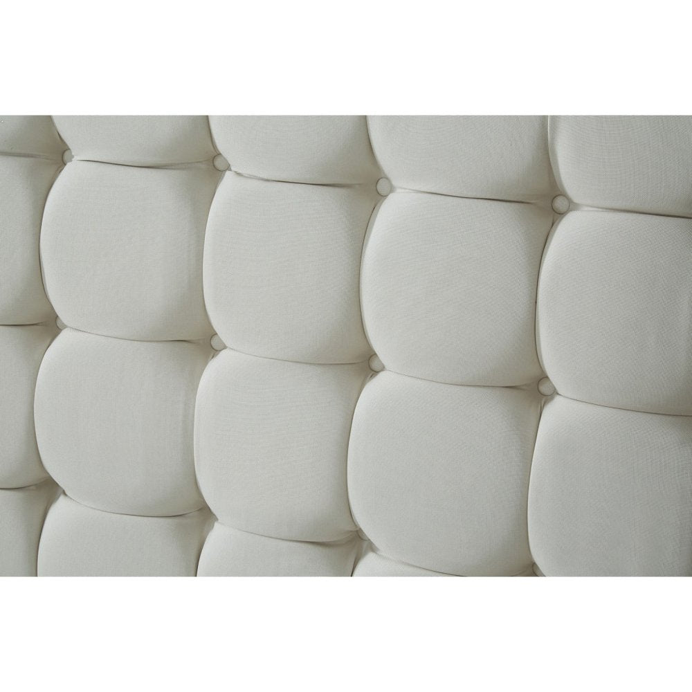 Gray Solid Wood King Tufted Upholstered Velvet Bed