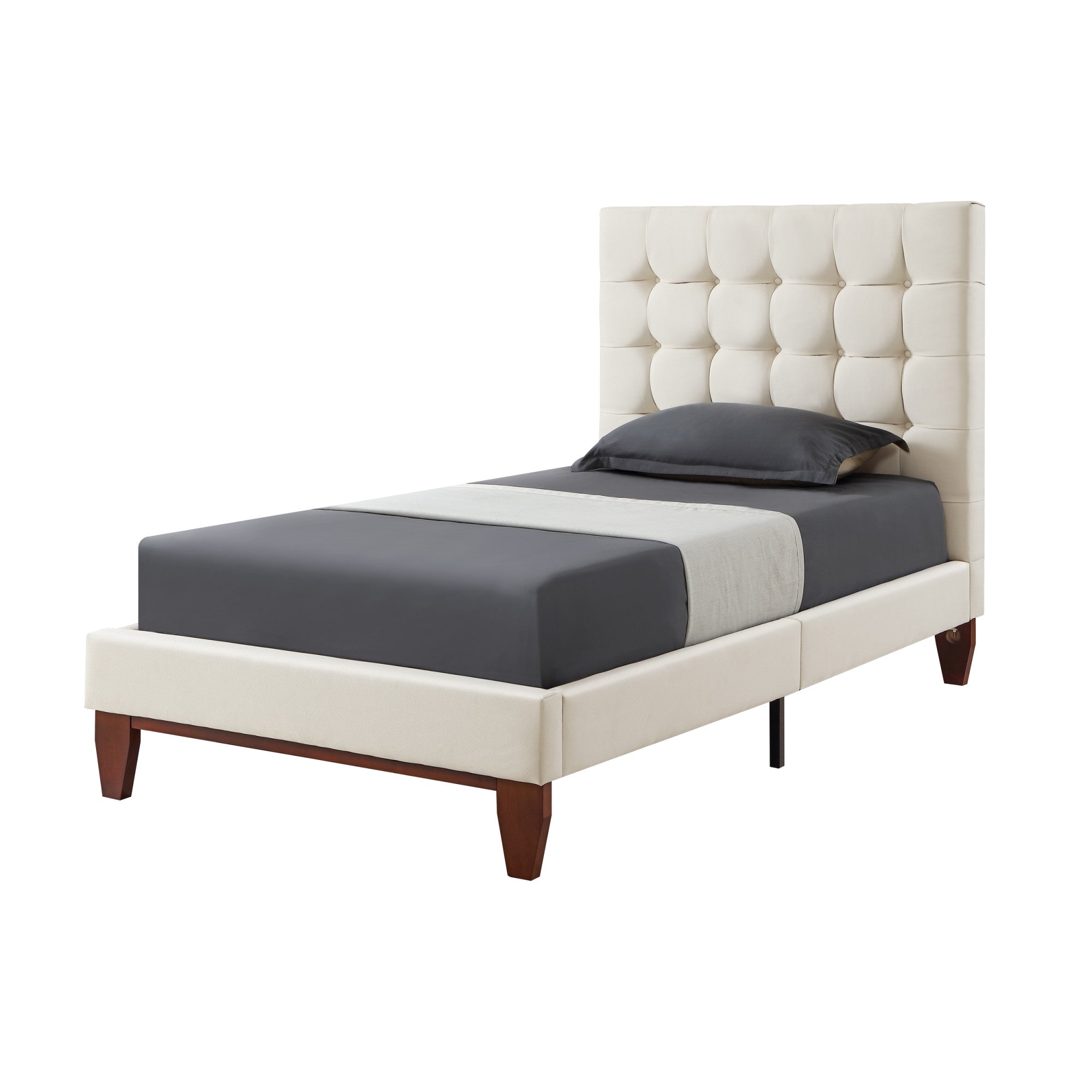 Gray Solid Wood King Tufted Upholstered Velvet Bed