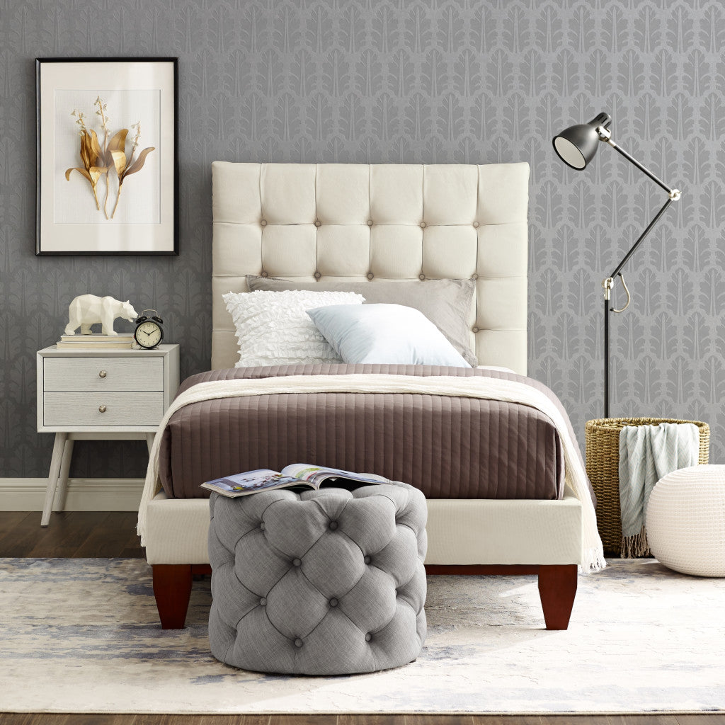 Gray Solid Wood King Tufted Upholstered Velvet Bed