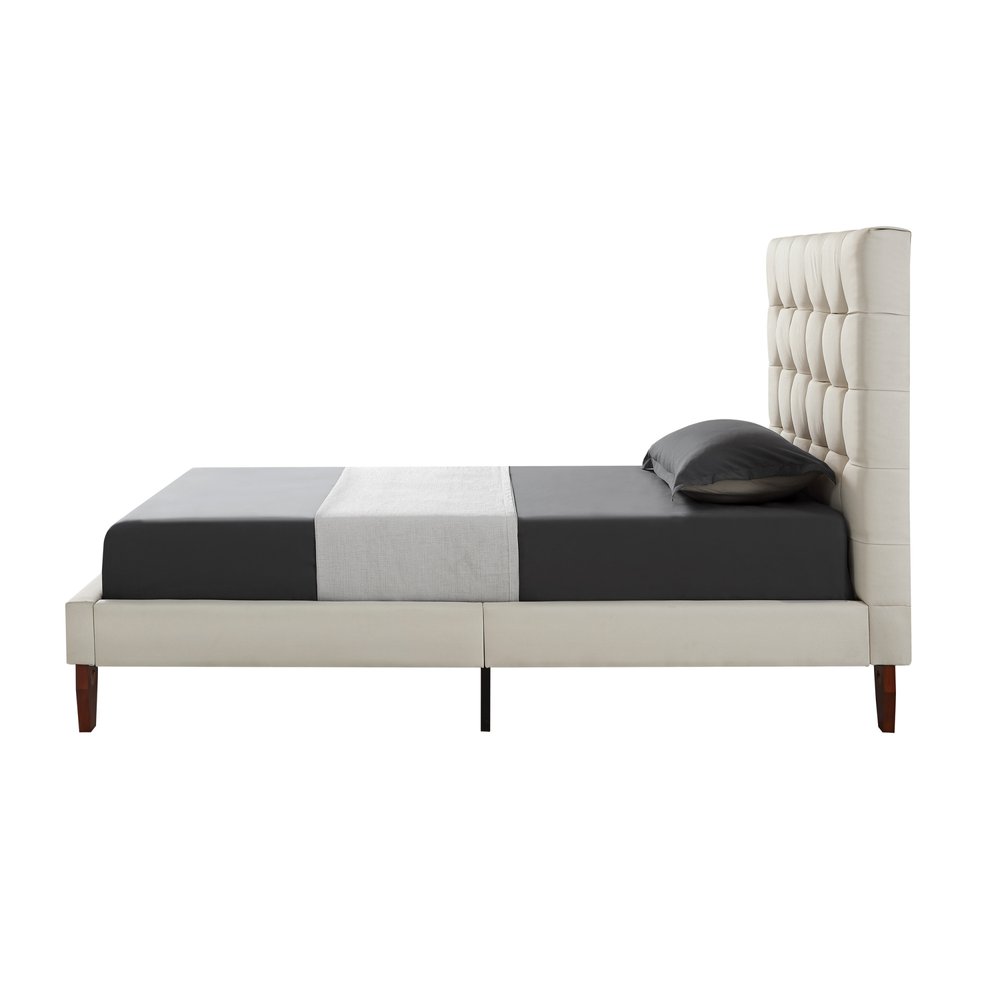 Gray Solid Wood King Tufted Upholstered Velvet Bed