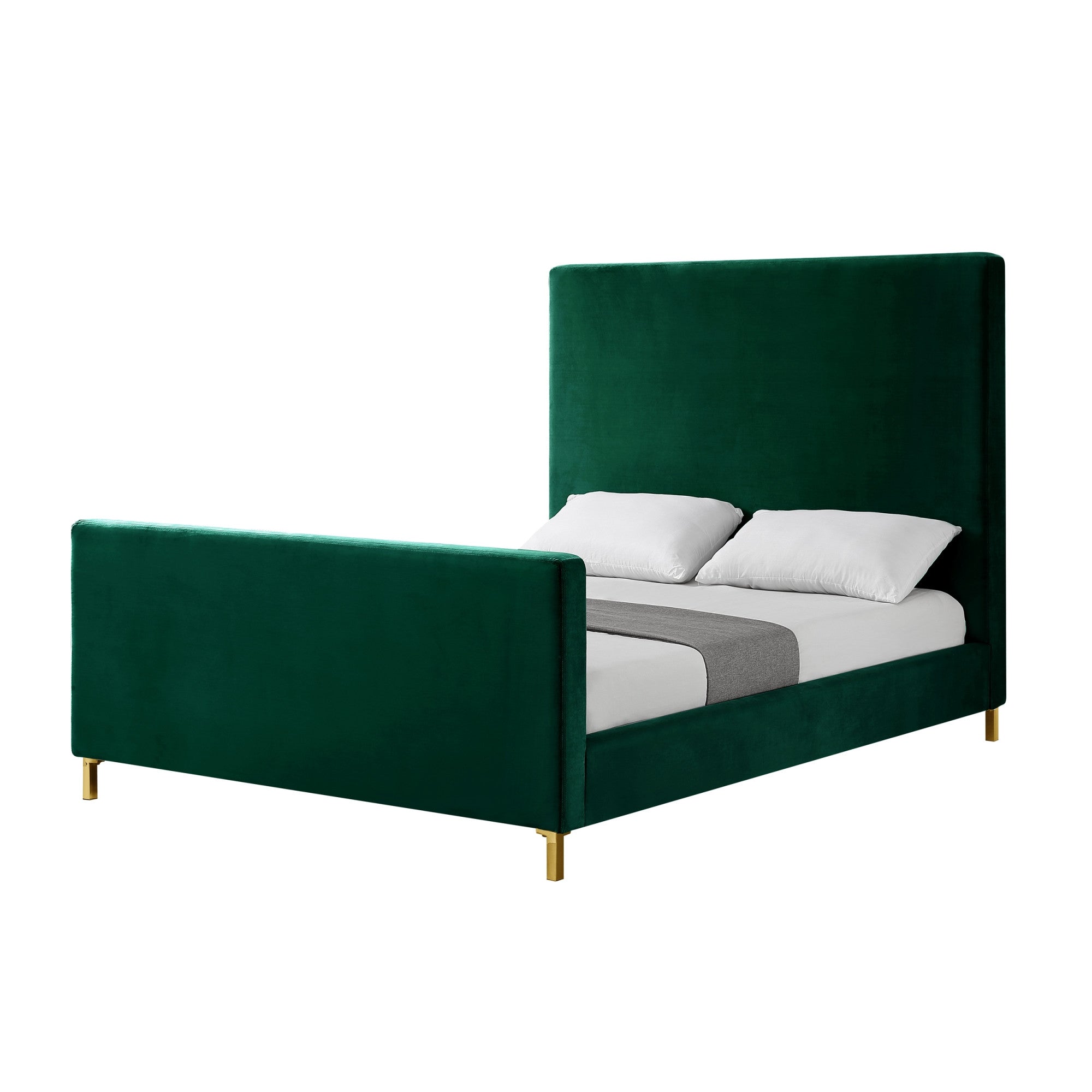 Hunter Green Solid Wood King Upholstered Velvet Bed