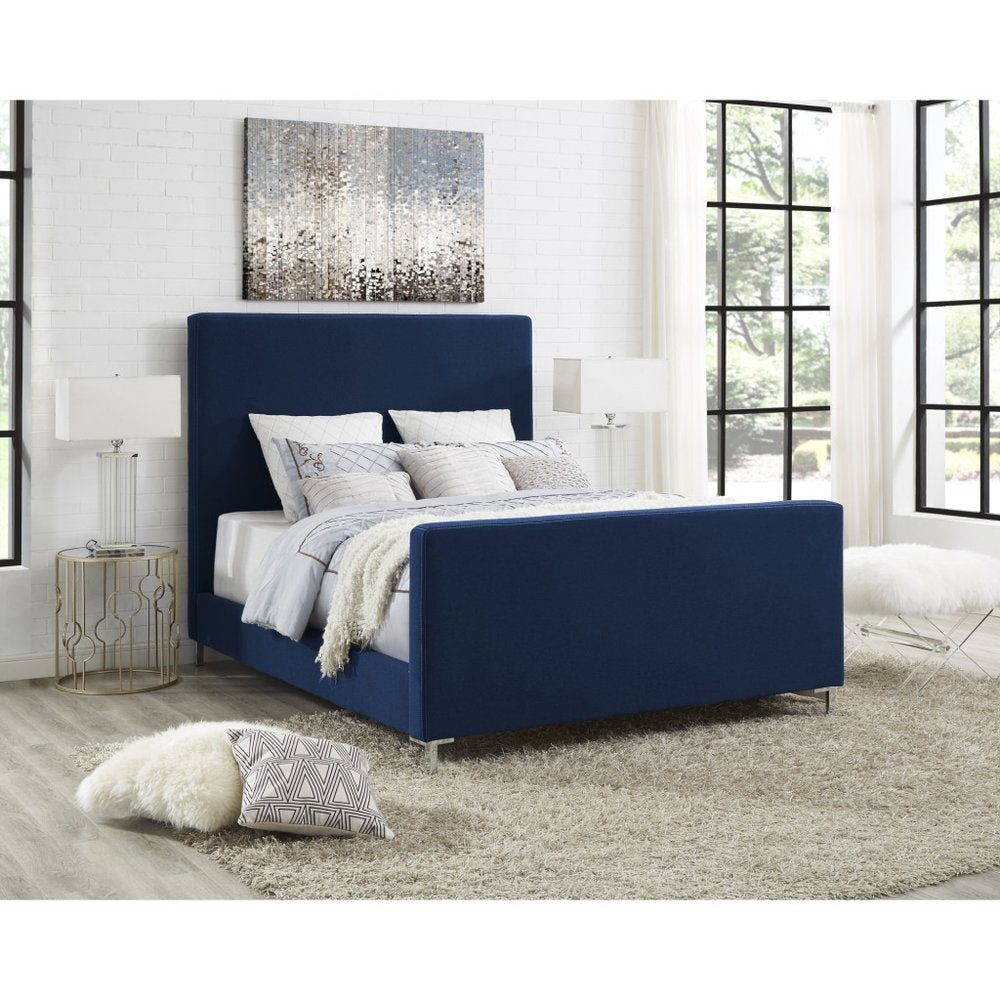 Hunter Green Solid Wood Queen Upholstered Velvet Bed