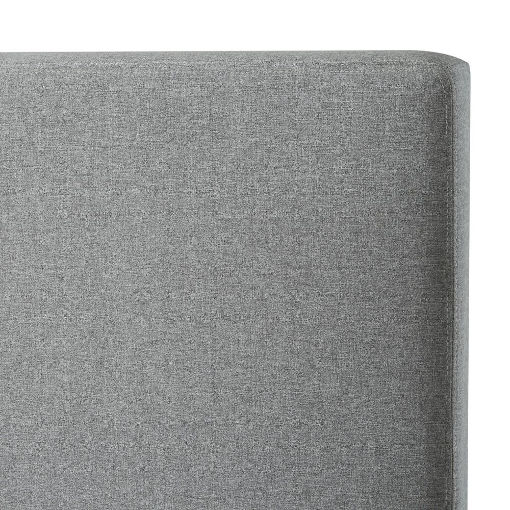 Denim Blue Solid Wood King Upholstered Linen Bed