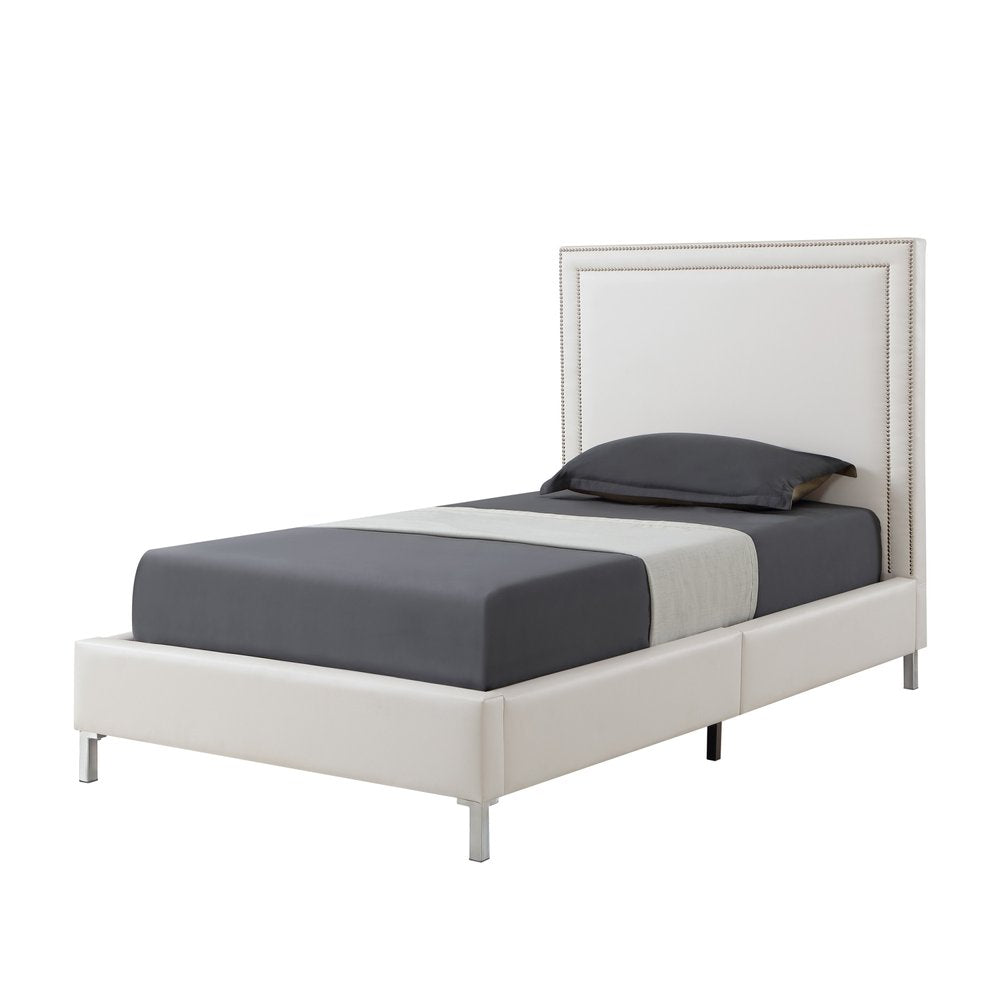 Navy Blue Solid Wood King Upholstered Velvet Bed with Nailhead Trim