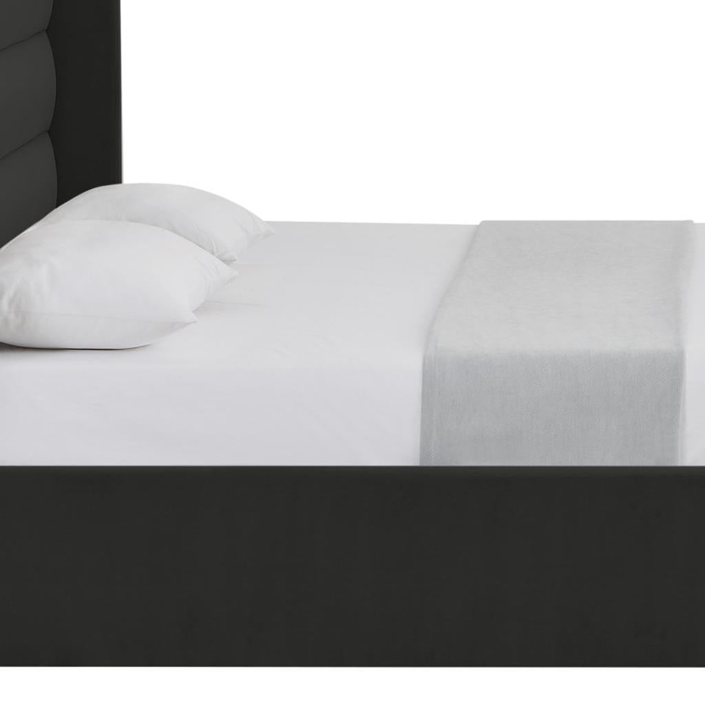 Black Velvet Upholstered Queen Bed Frame