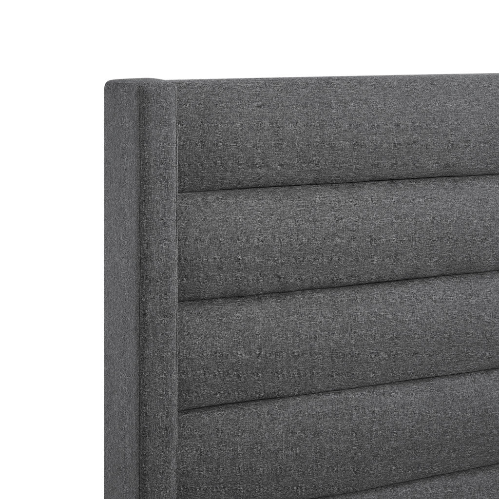 Gray Linen Upholstered King Bed Frame