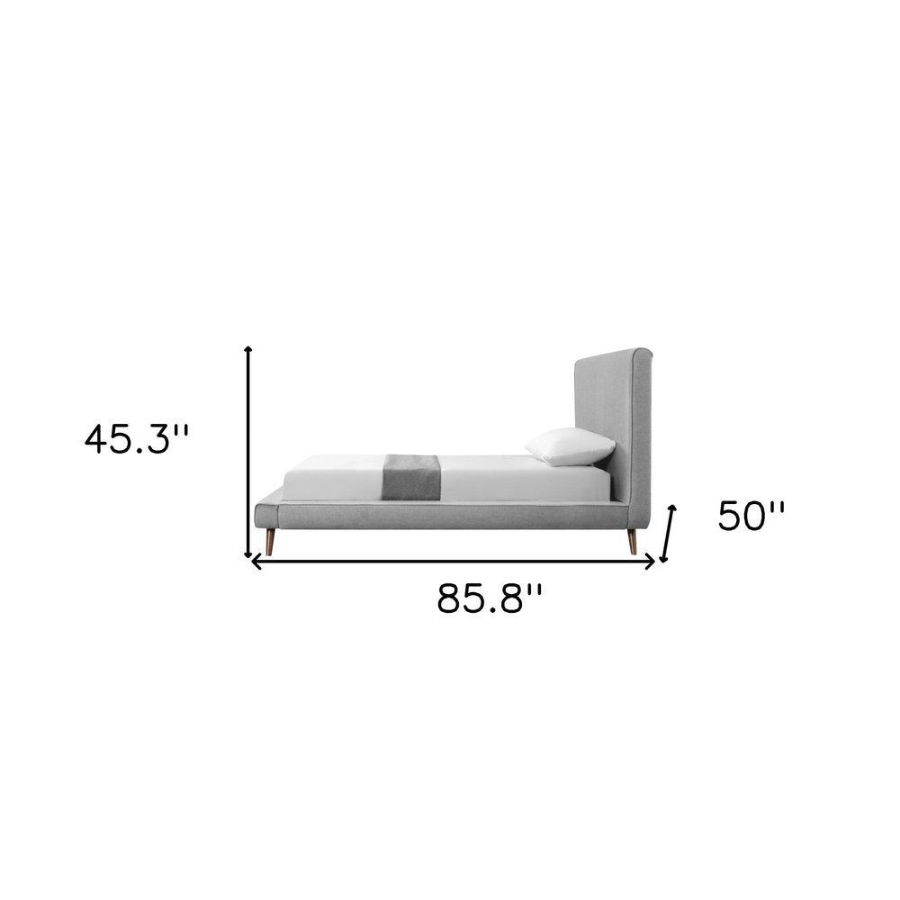 Denim Blue Solid Wood Twin Upholstered Linen Bed
