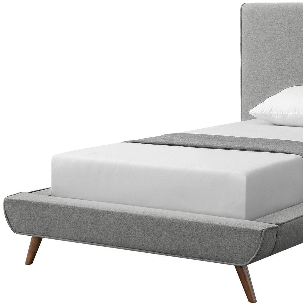 Denim Blue Solid Wood Twin Upholstered Linen Bed