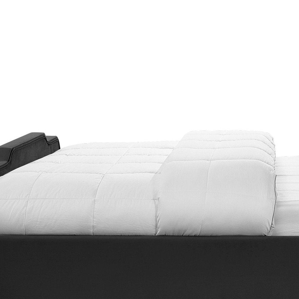 Black Solid Wood King Tufted Upholstered Velvet Bed with Nailhead Trim