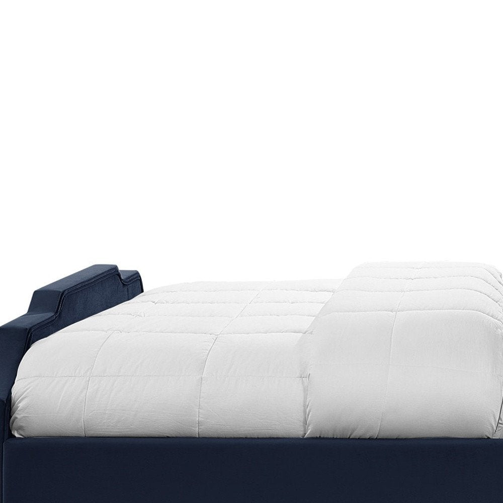 Black Solid Wood King Tufted Upholstered Velvet Bed with Nailhead Trim