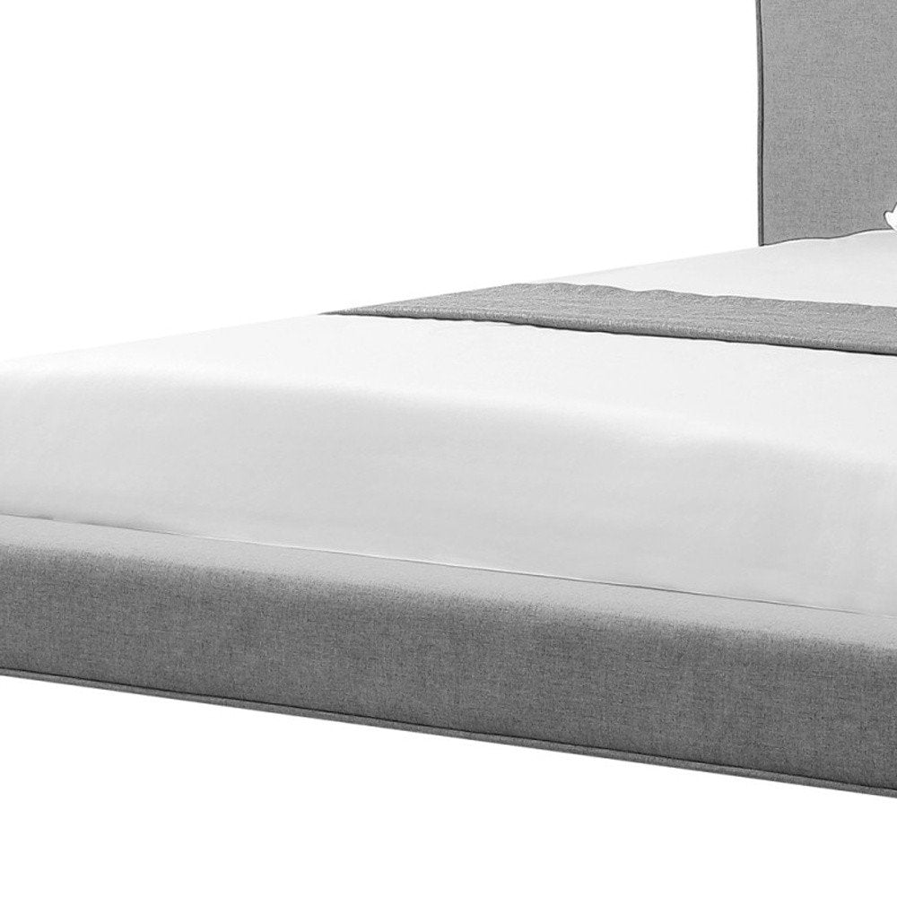 Denim Blue Solid Wood Twin Upholstered Linen Bed