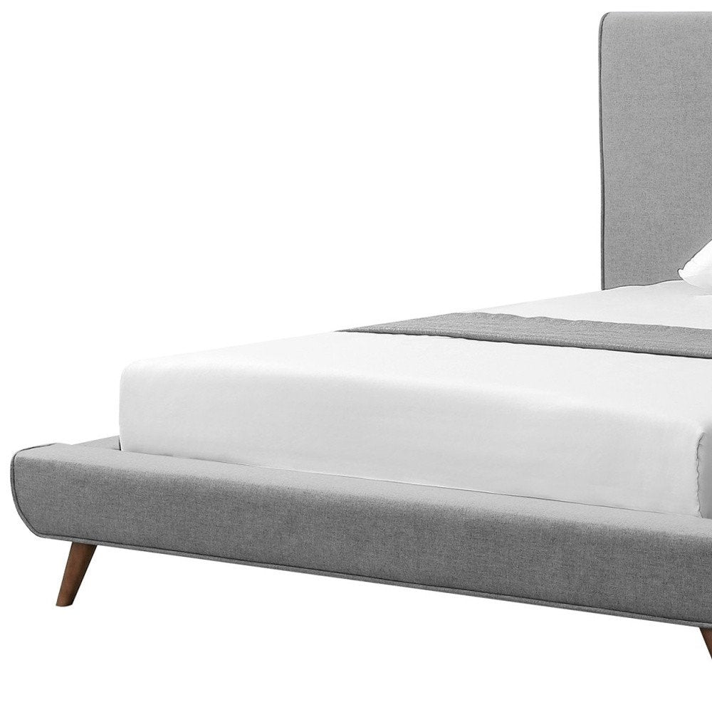 Denim Blue Solid Wood Twin Upholstered Linen Bed