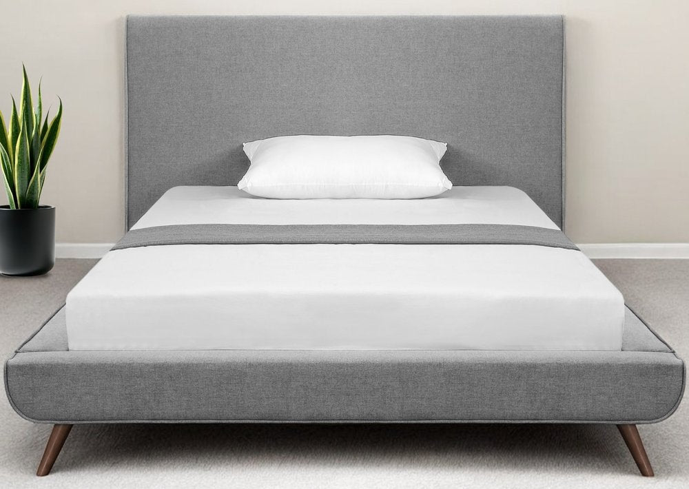 Denim Blue Solid Wood Twin Upholstered Linen Bed