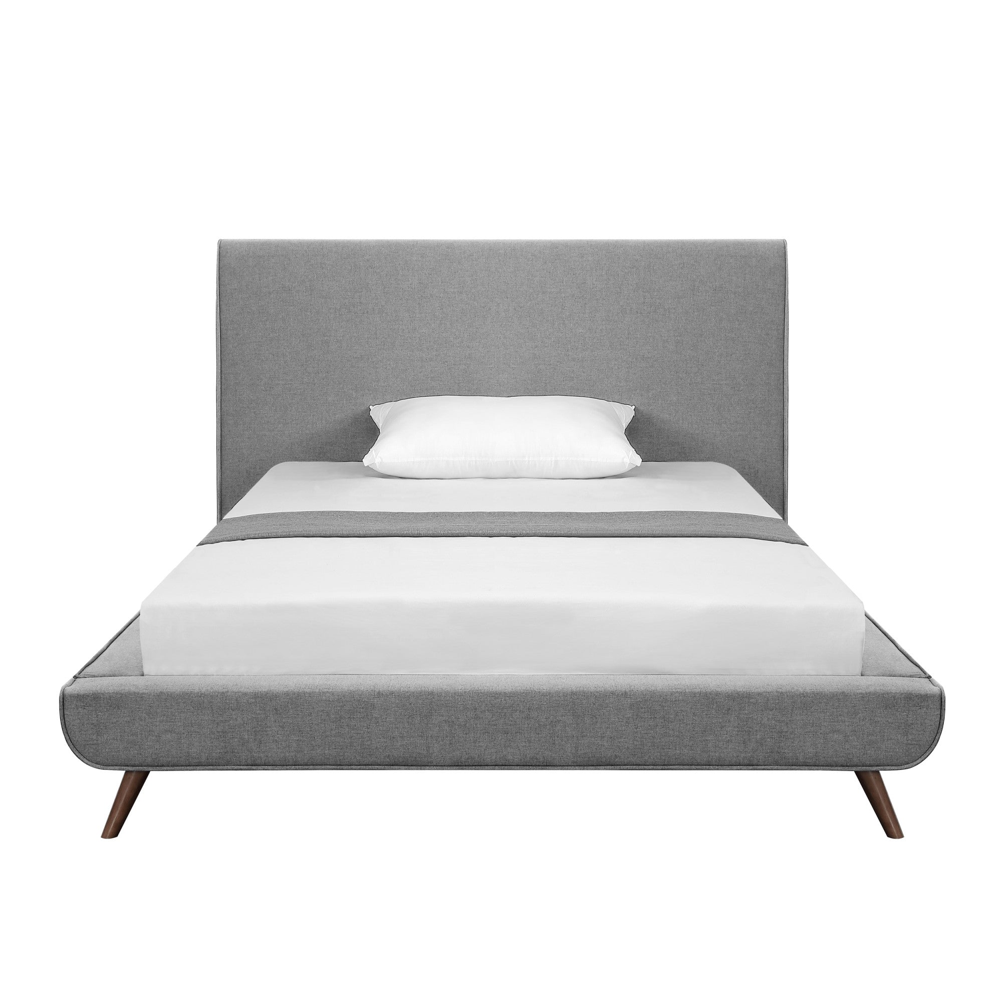 Charcoal Solid Wood Twin Upholstered Linen Bed