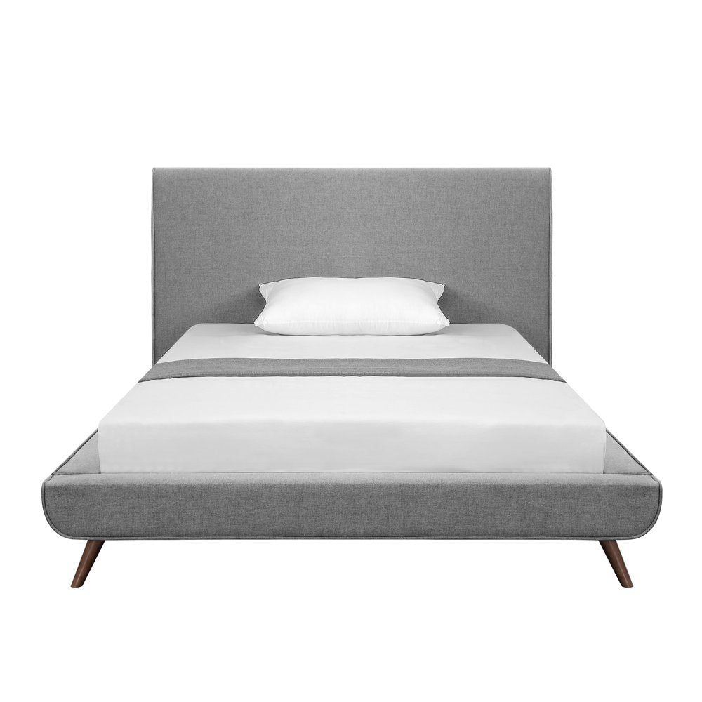 Denim Blue Solid Wood Twin Upholstered Linen Bed