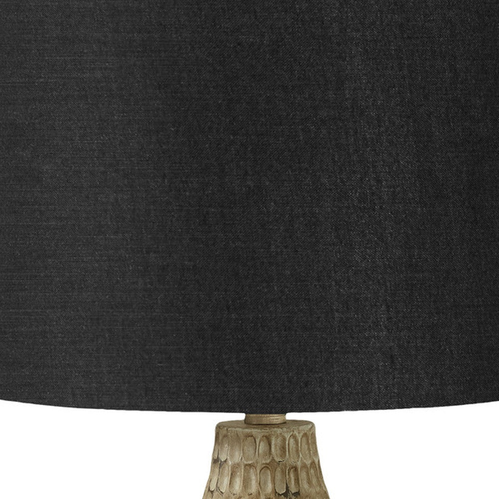 25" Brown Geometric Table Lamp With Black Drum Shade
