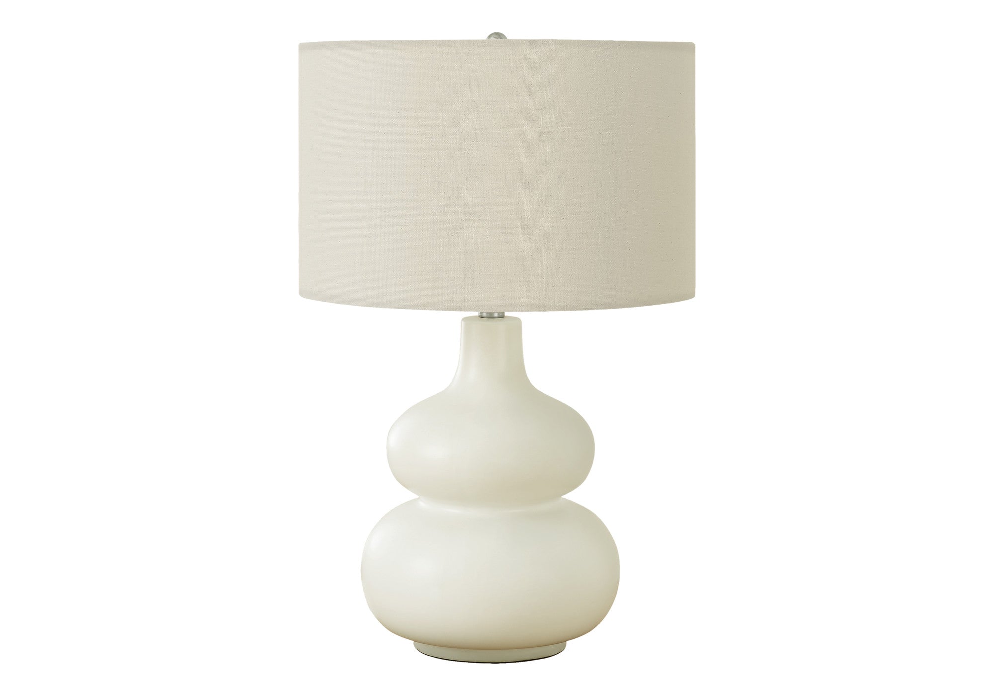 25" Cream Ceramic Gourd Table Lamp With Cream Drum Shade
