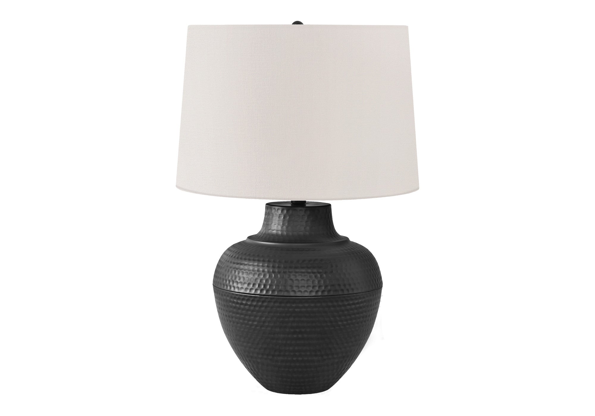 26" Black Metal Urn Table Lamp With Cream Empire Shade