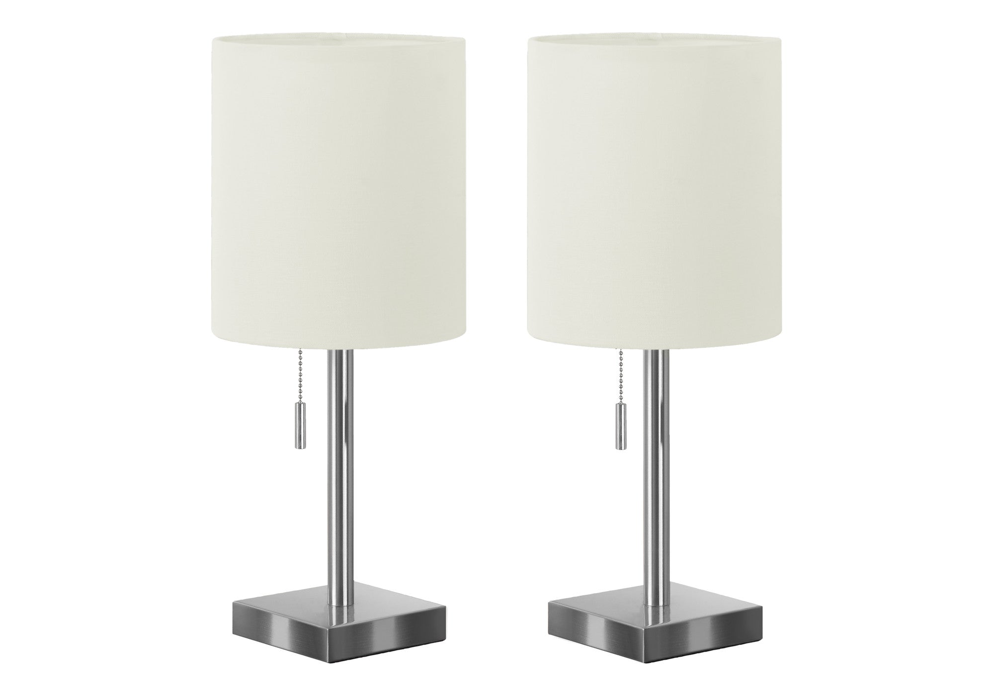 Set of Two 17" Silver Metal Candlestick USB Table Lamp With Ivory Drum Shade