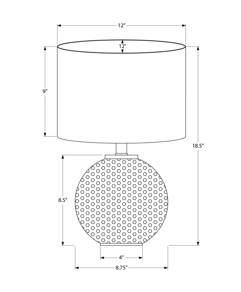 19" Gray Round Table Lamp With Ivory Drum Shade