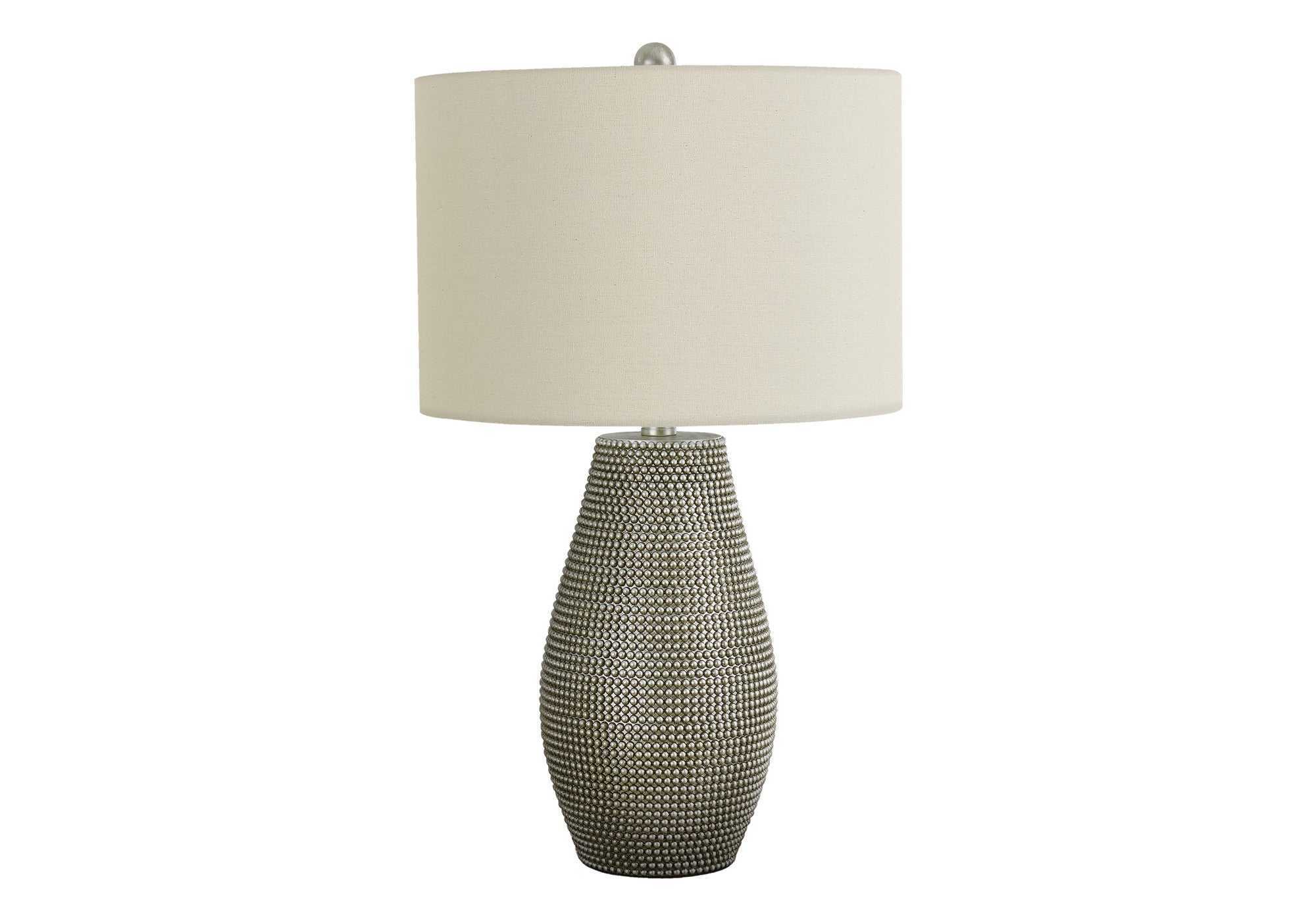 24" Gray Round Table Lamp With Ivory Drum Shade
