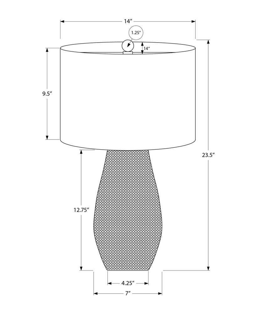 24" Black Round Table Lamp With Ivory Drum Shade