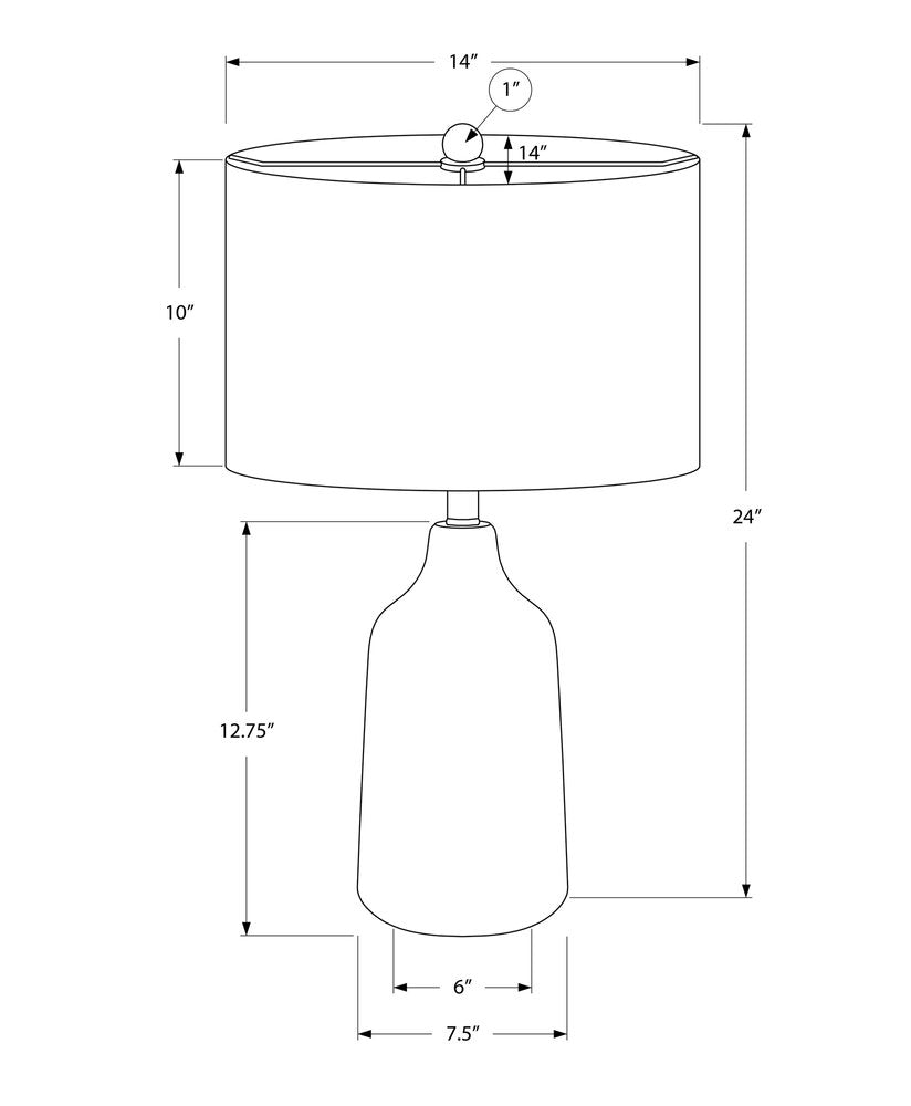 24" Black Concrete Urn Table Lamp With Gray Drum Shade