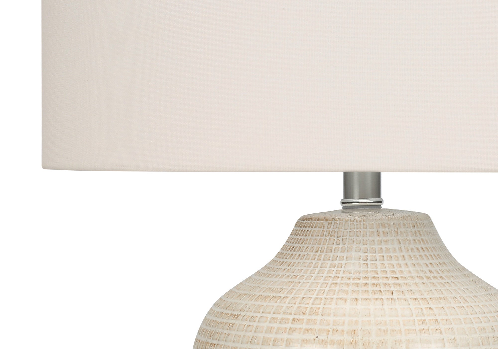 26" Cream Ceramic Urn Table Lamp With Cream Drum Shade