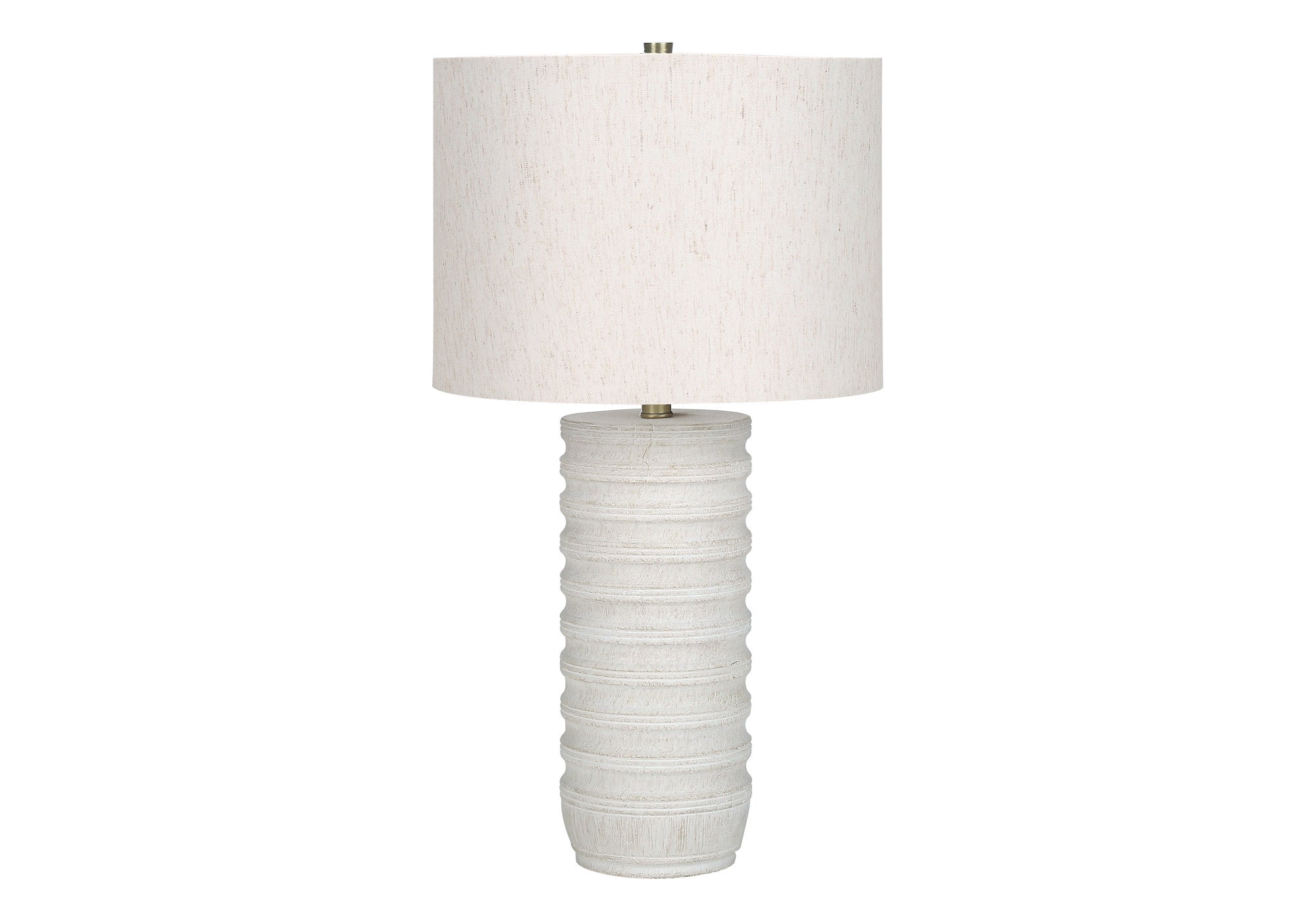 28" Cream Cylinder Table Lamp With Cream Drum Shade