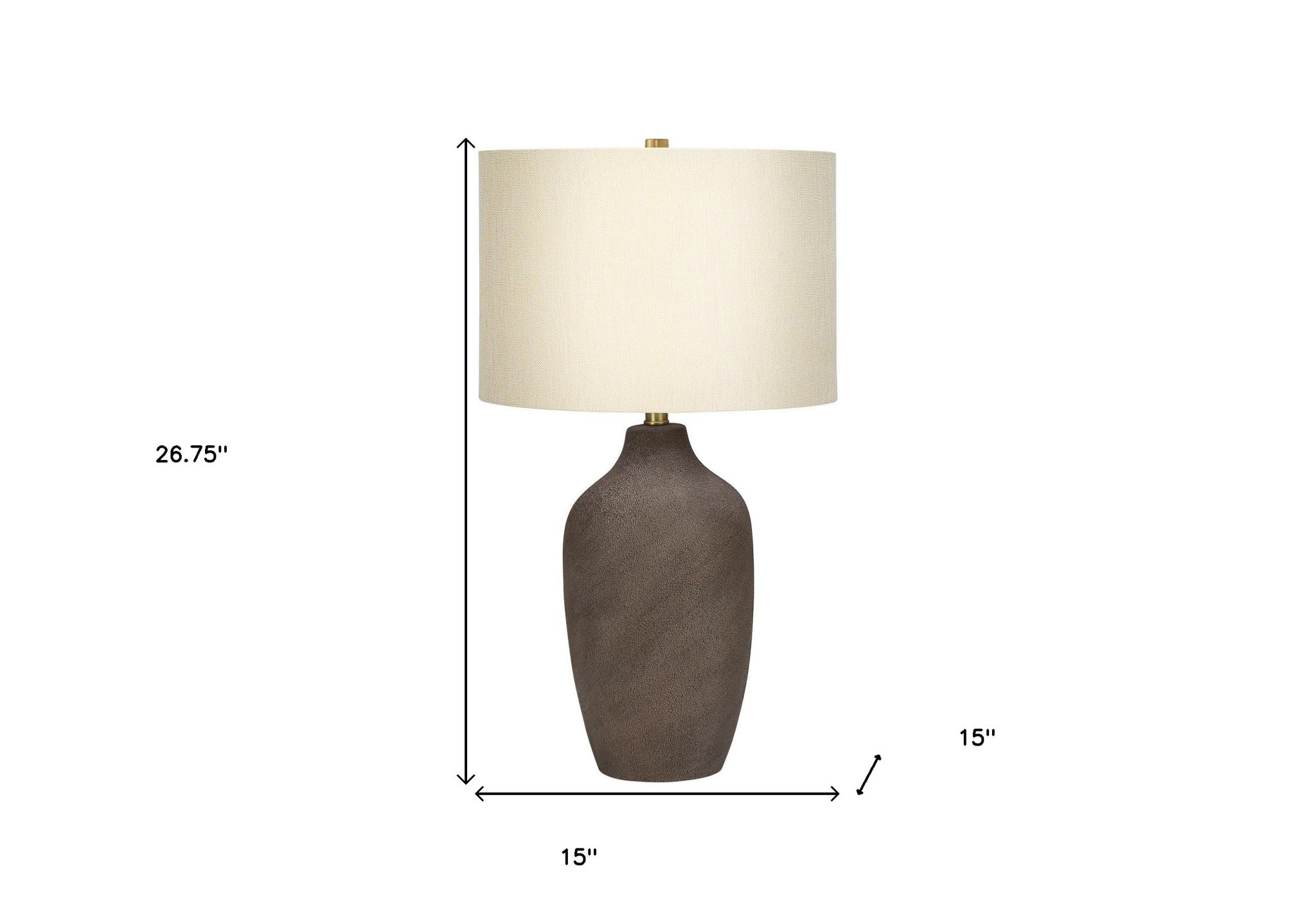 27" Gray Ceramic Urn Table Lamp With Beige Drum Shade