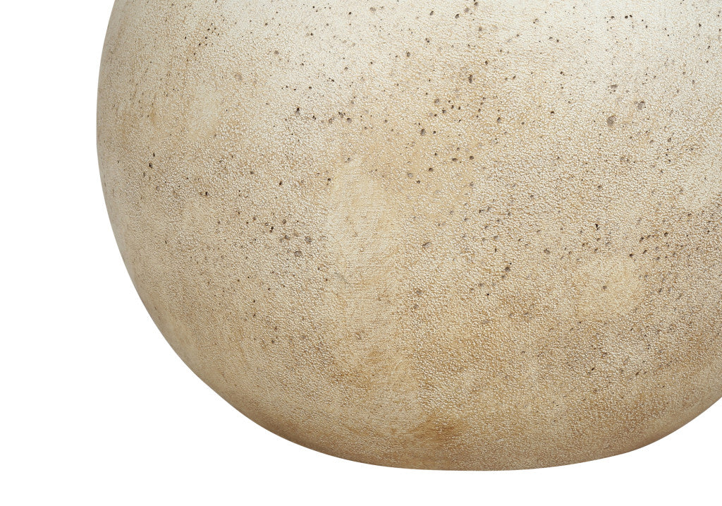 20" Beige Concrete Round Table Lamp With Beige Drum Shade