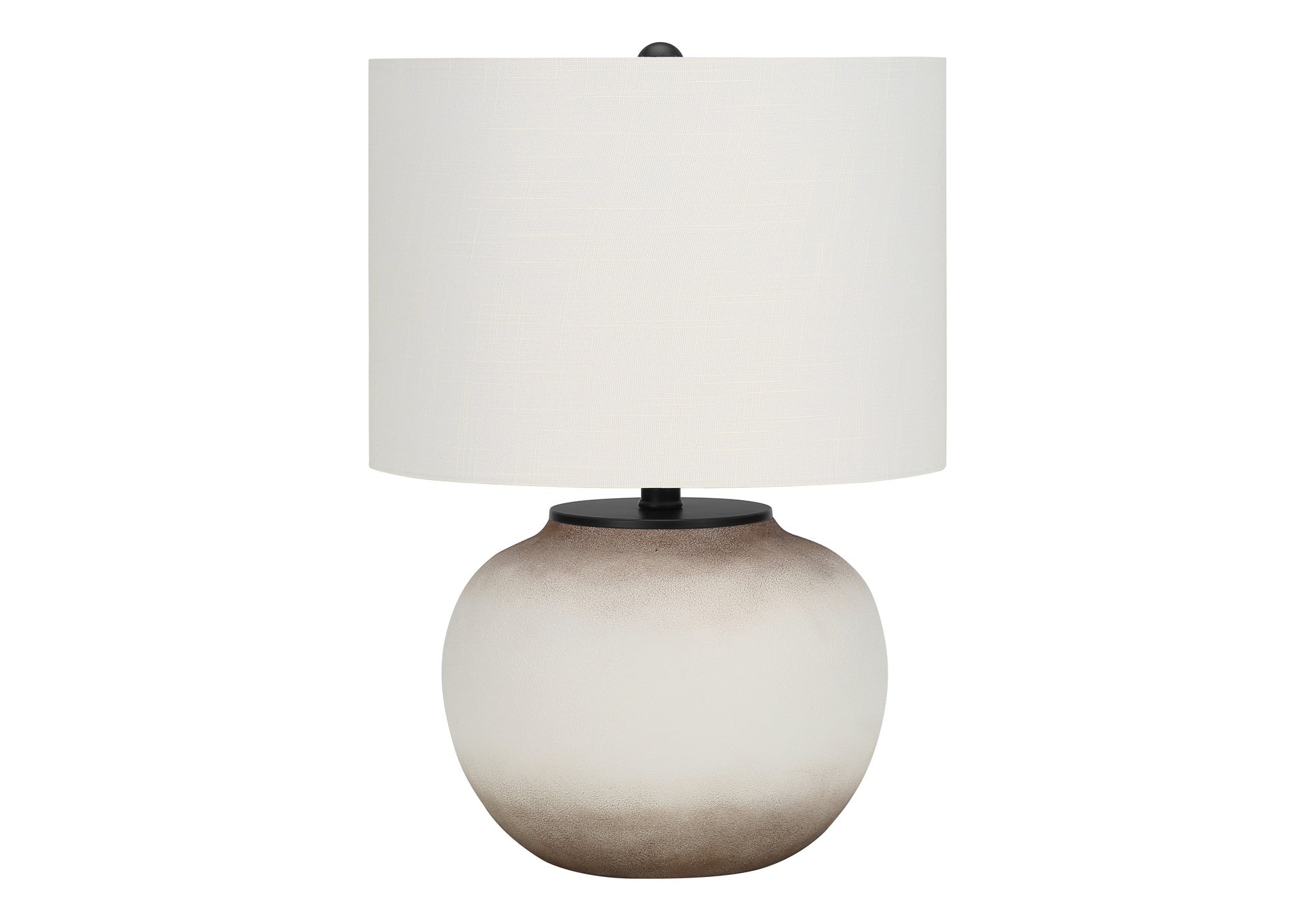 21" Cream Ceramic Round Table Lamp With Cream Drum Shade