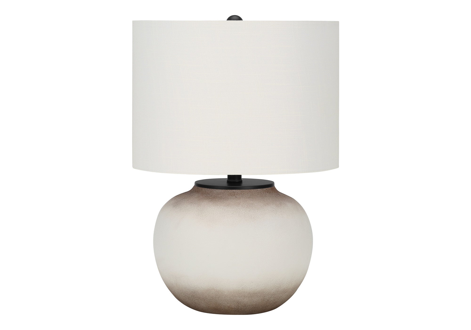21" Cream Ceramic Round Table Lamp With Cream Drum Shade