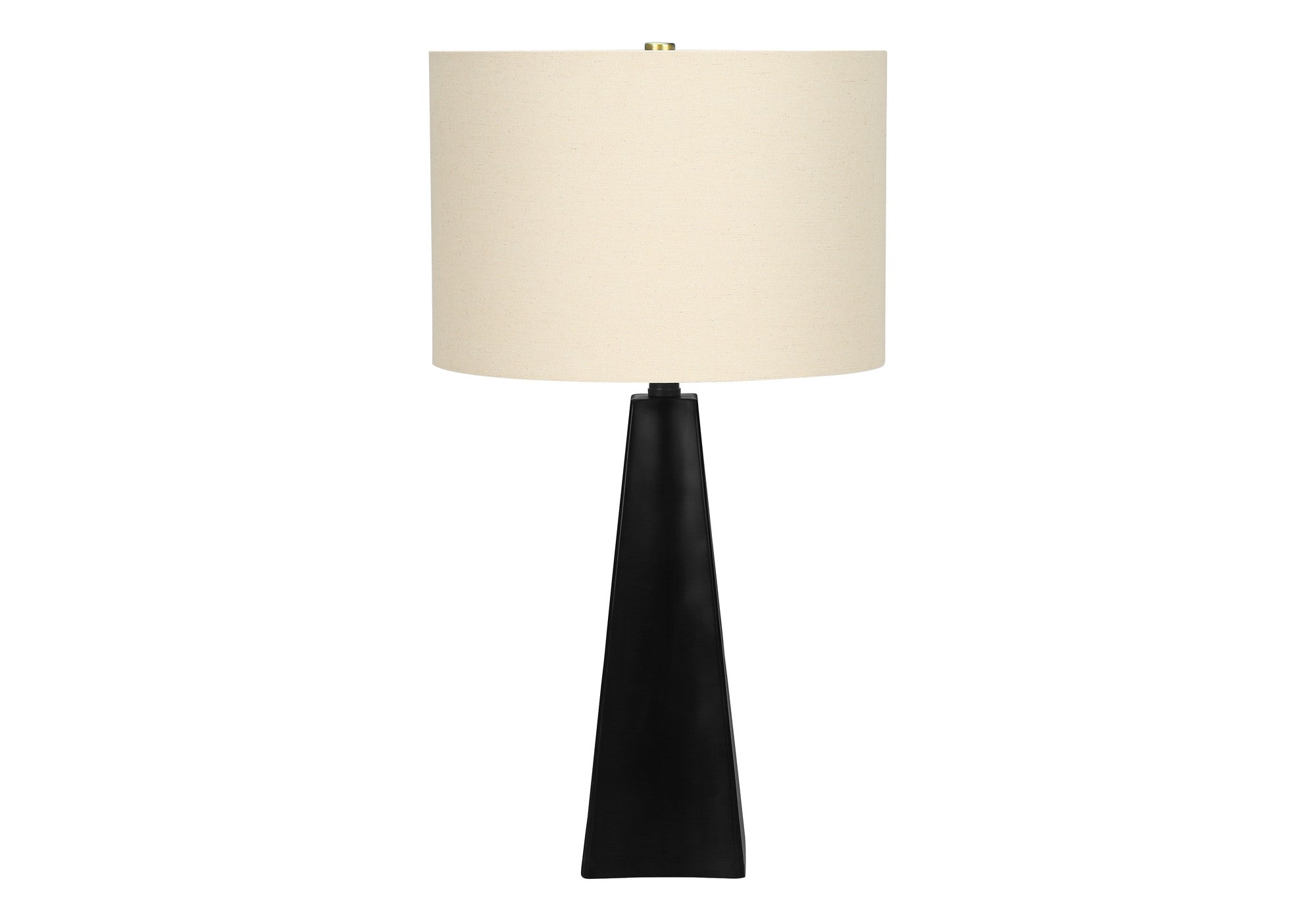 27" Black Geometric Table Lamp With Beige Drum Shade