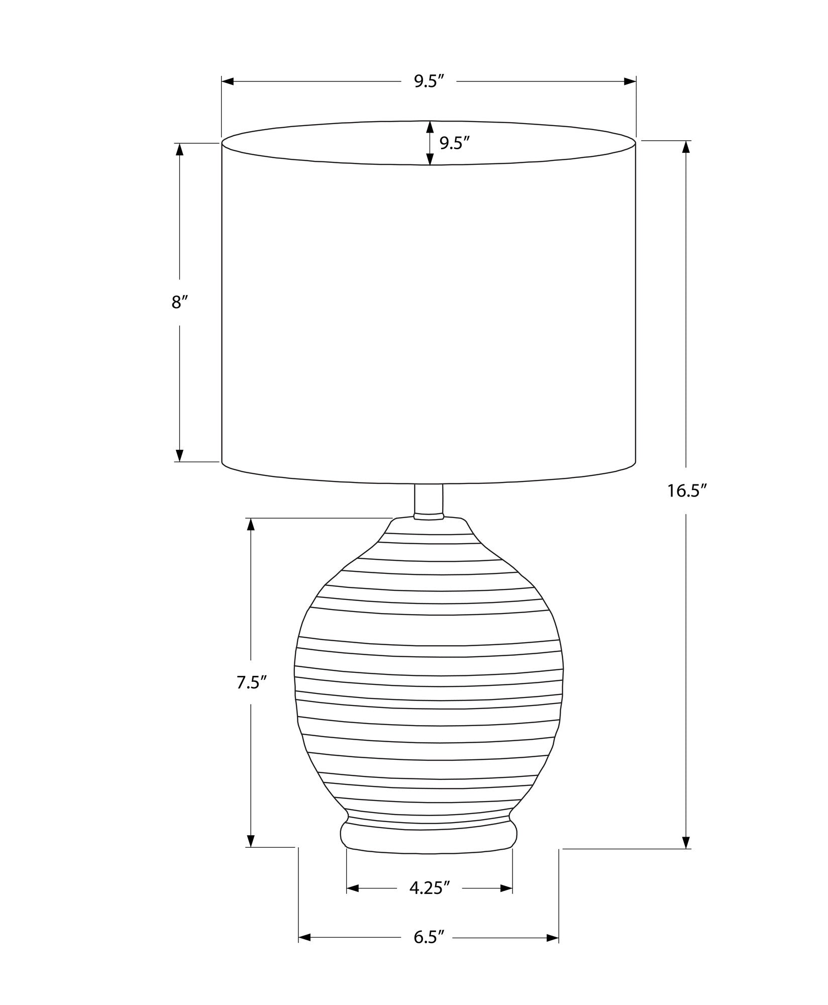 17" Black Ceramic Round Table Lamp With Ivory Drum Shade