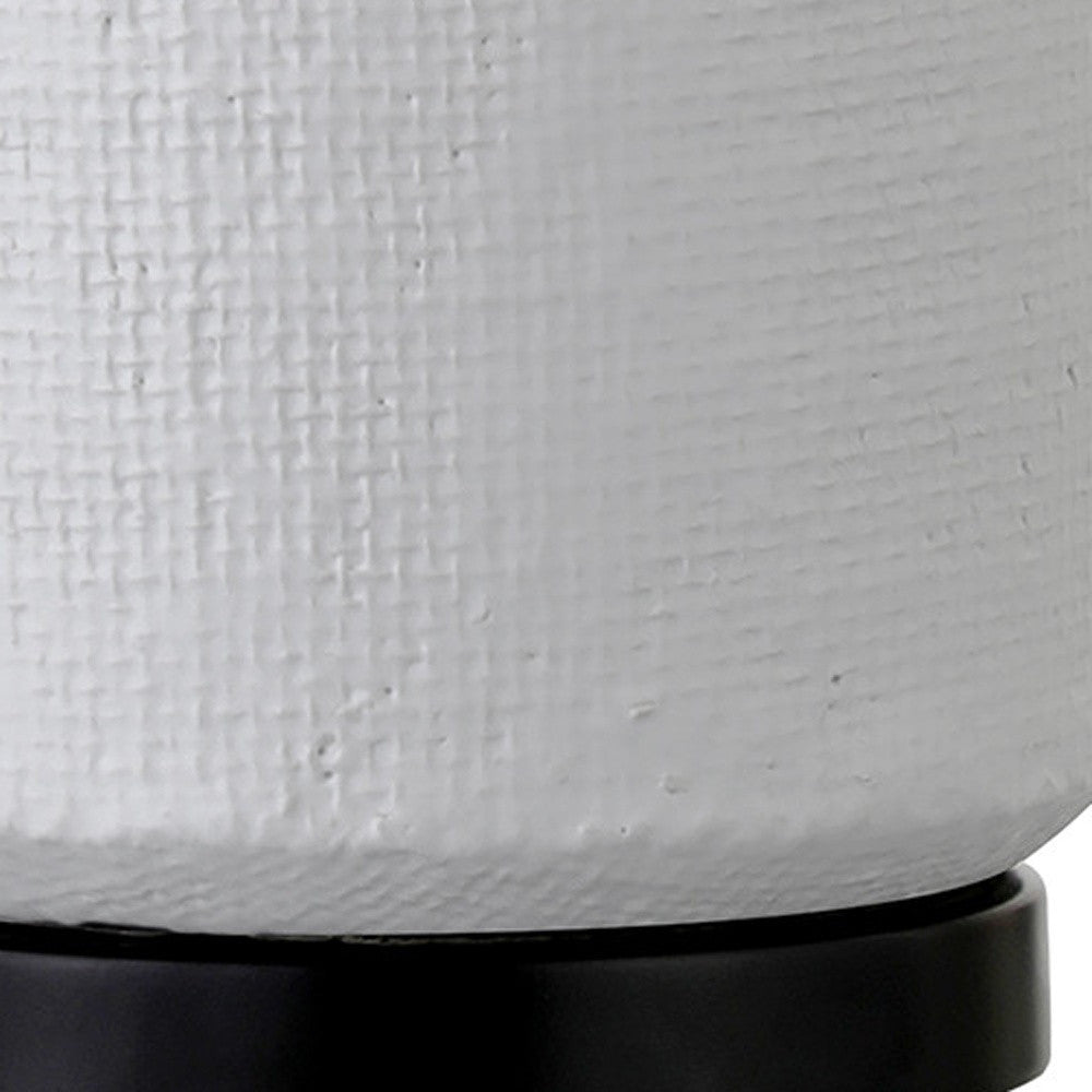 15" Black and White Ceramic Cylinder Table Lamp With White Drum Shade