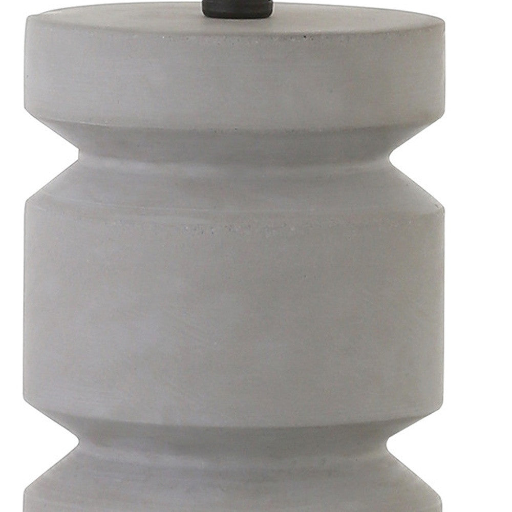 14" Gray Concrete Geometric Table Lamp With White Drum Shade