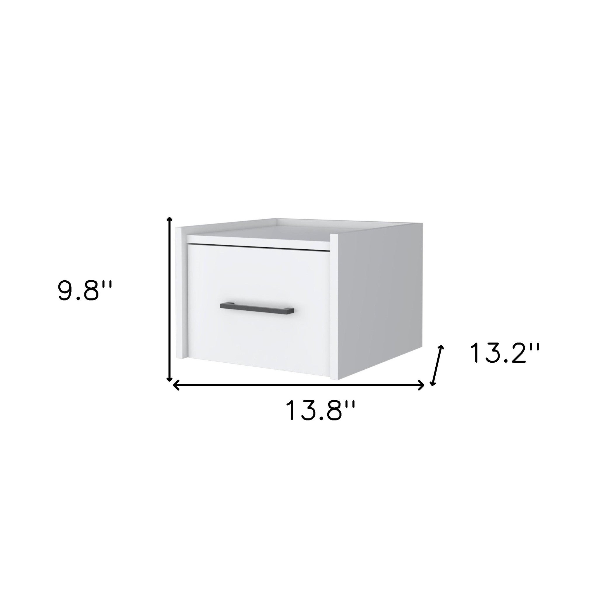 10" White One Drawer Faux Wood Floating Nightstand