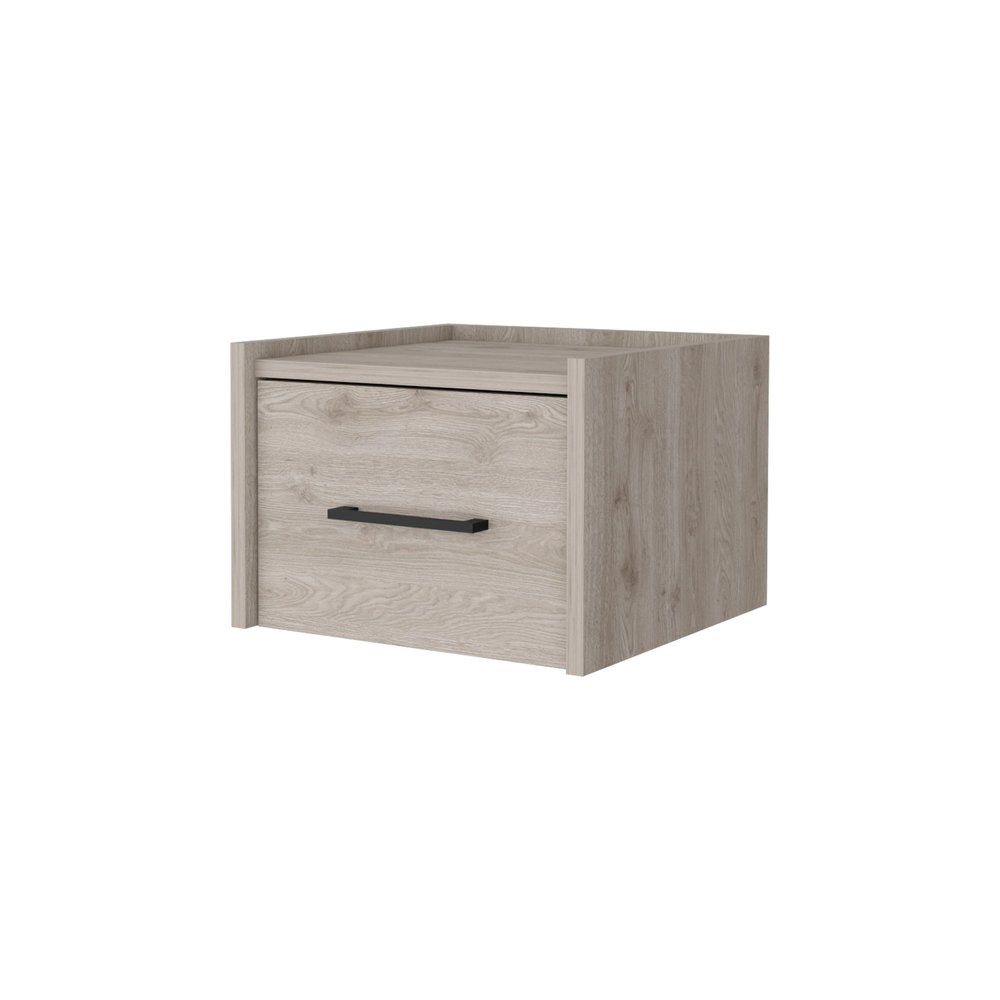 10" Gray Wood One Drawer Floating Nightstand