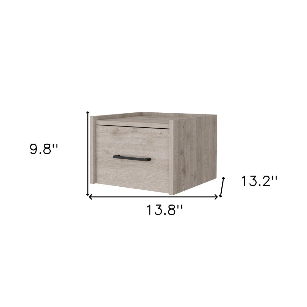 10" Gray Wood One Drawer Floating Nightstand