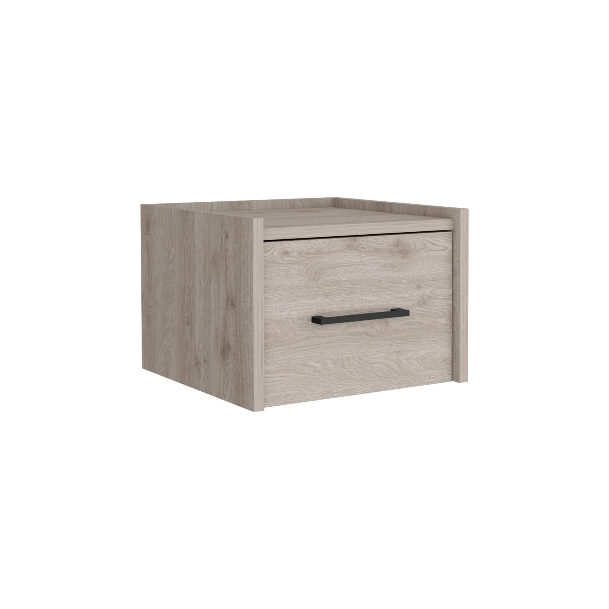 10" Gray One Drawer Faux Wood Floating Nightstand