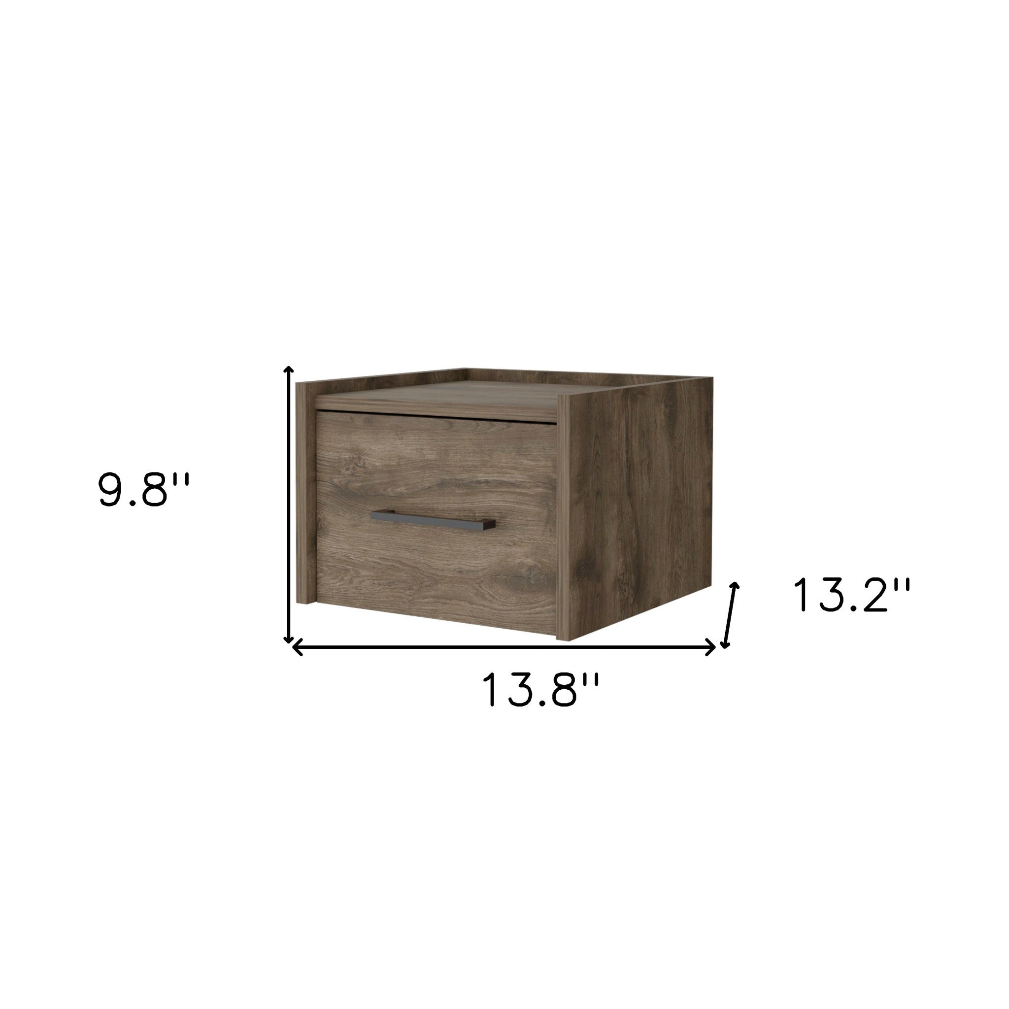 10" Brown One Drawer Faux Wood Floating Nightstand