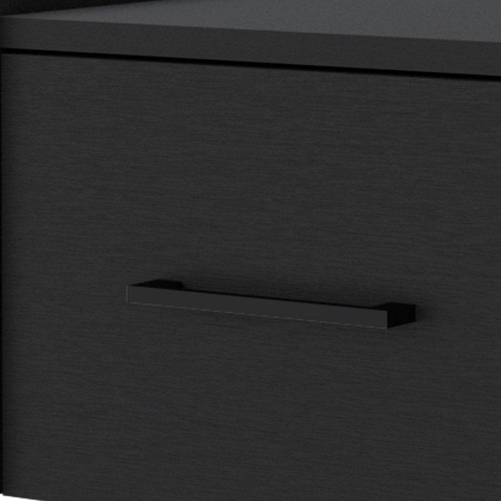 10" Black Wood One Drawer Floating Nightstand